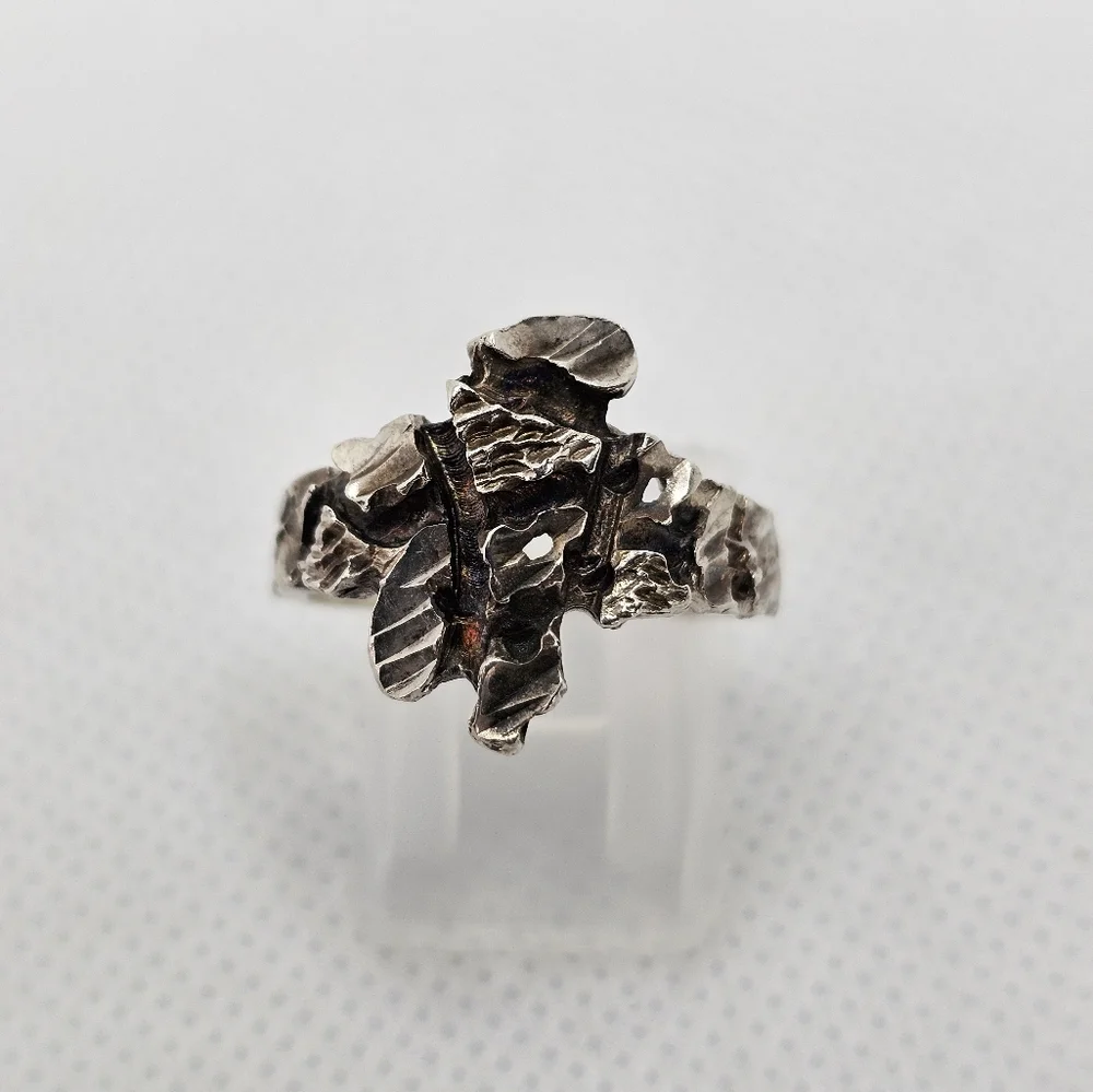Rare Vintage Brutalist Sterling Silver Ring Size 7!